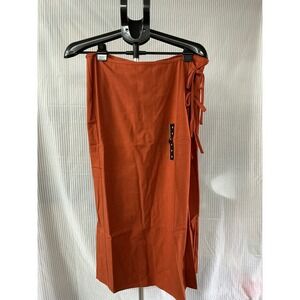 Future Collective Jenee Naylor Rust Orange Linen Blend Wrap Midi Skirt Womens M
